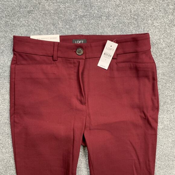 Loft Pants Womens Womens 4 Burgundy Sutton Skinny Stretch Slash Pockets Ankle - Picture 3 of 15